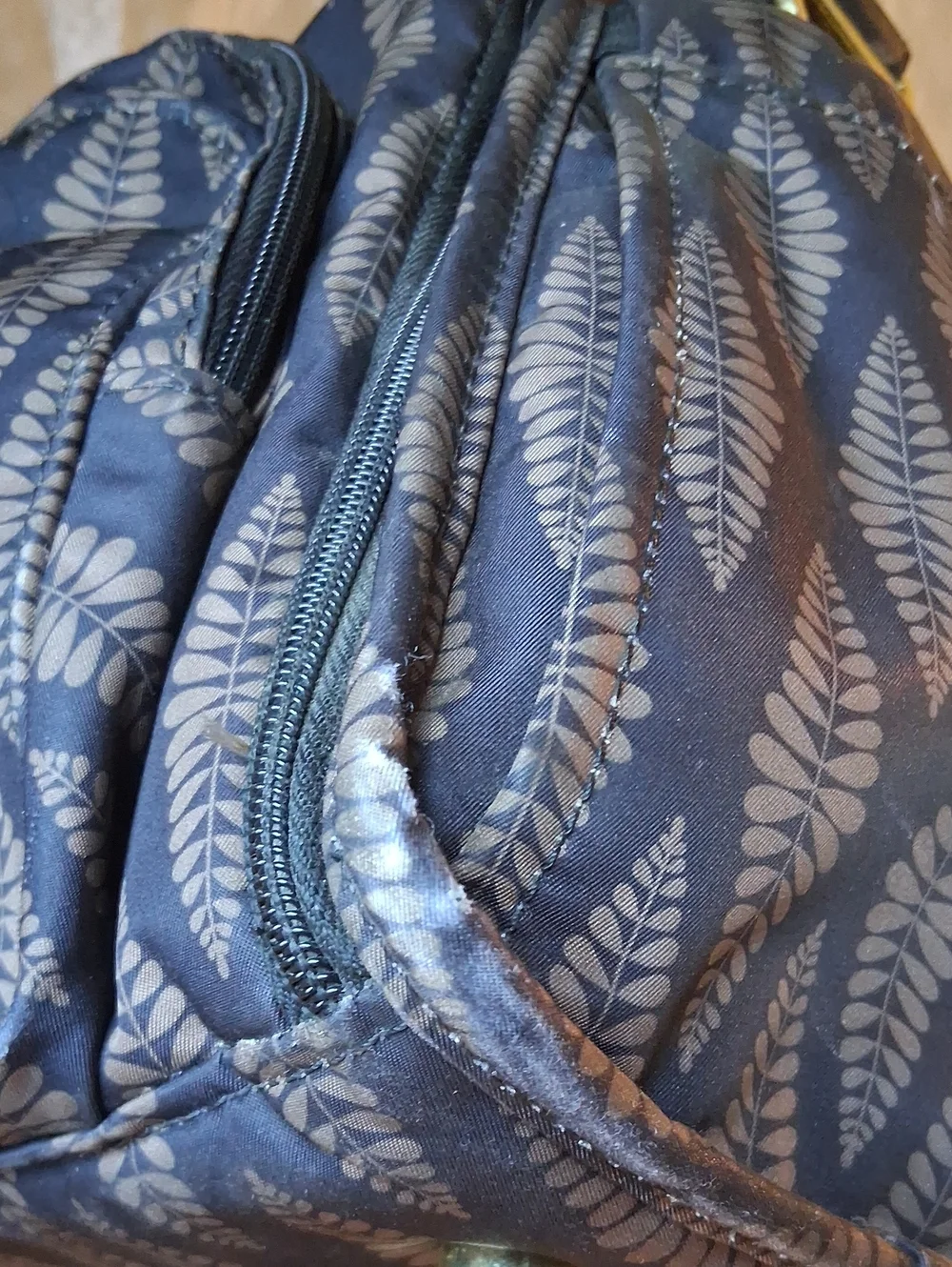 Jujube Brown Patterned Leaf Print Convertible Diaper Bag Preowned